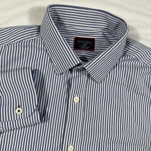 Untuckit Terzolo‎ Performance Shirt Men's L Blue White Stripe Long Sleeve Preppy